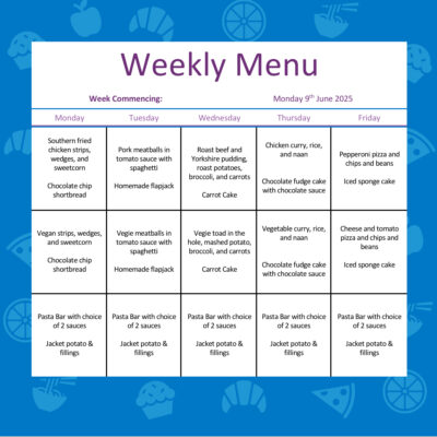 Lunch menus W/C 9th June 2025