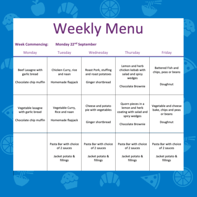 Lunch Menus W/C 22nd September 2025