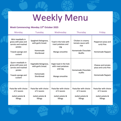 Weekly Menu - W/C 13th October 2025