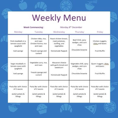 Lunch Menu - W/C 8th December 2025