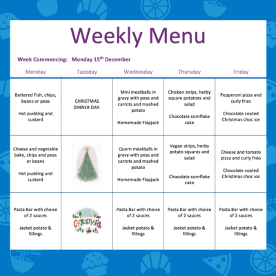 🎉 Weekly Menu at Countesthorpe Academy – Week Commencing 15th December 🎉