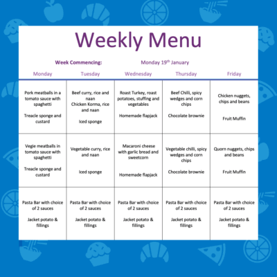🍽️ Menu at Countesthorpe Academy - W/C Monday 19th January 2026