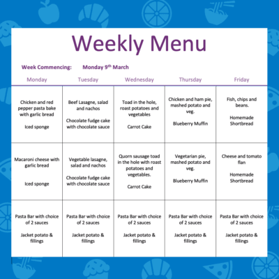 Lunch Menus - W/C Monday 9th March 2026