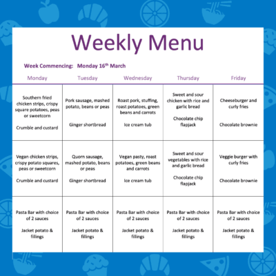 Lunch Menu - W/C Monday 16th March 2026