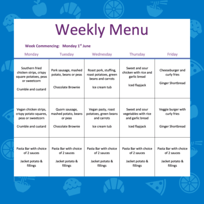 Weekly Menu - W/C 1st June 2026