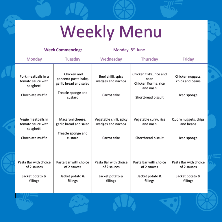 🍽️ Next Week’s Menu at Countesthorpe Academy 🍽️