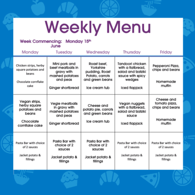 🍽️ Next Week’s Menu at Countesthorpe Academy (w/c 15th June)