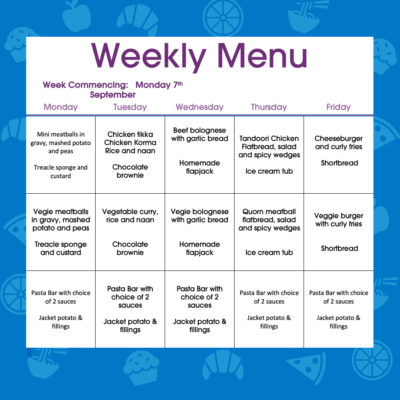 Lunch Menus - W/C 7th September 2026