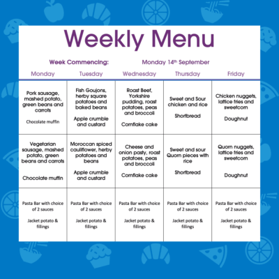 Lunch Menus W/C 14th September 2026