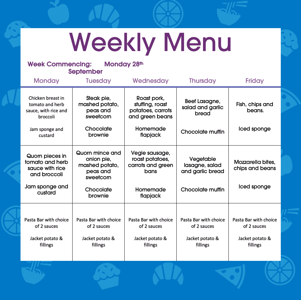 Lunch Menu – W/C 28th September 2026