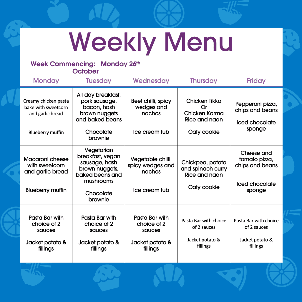Weekly Menu – W/C 26th October 2026