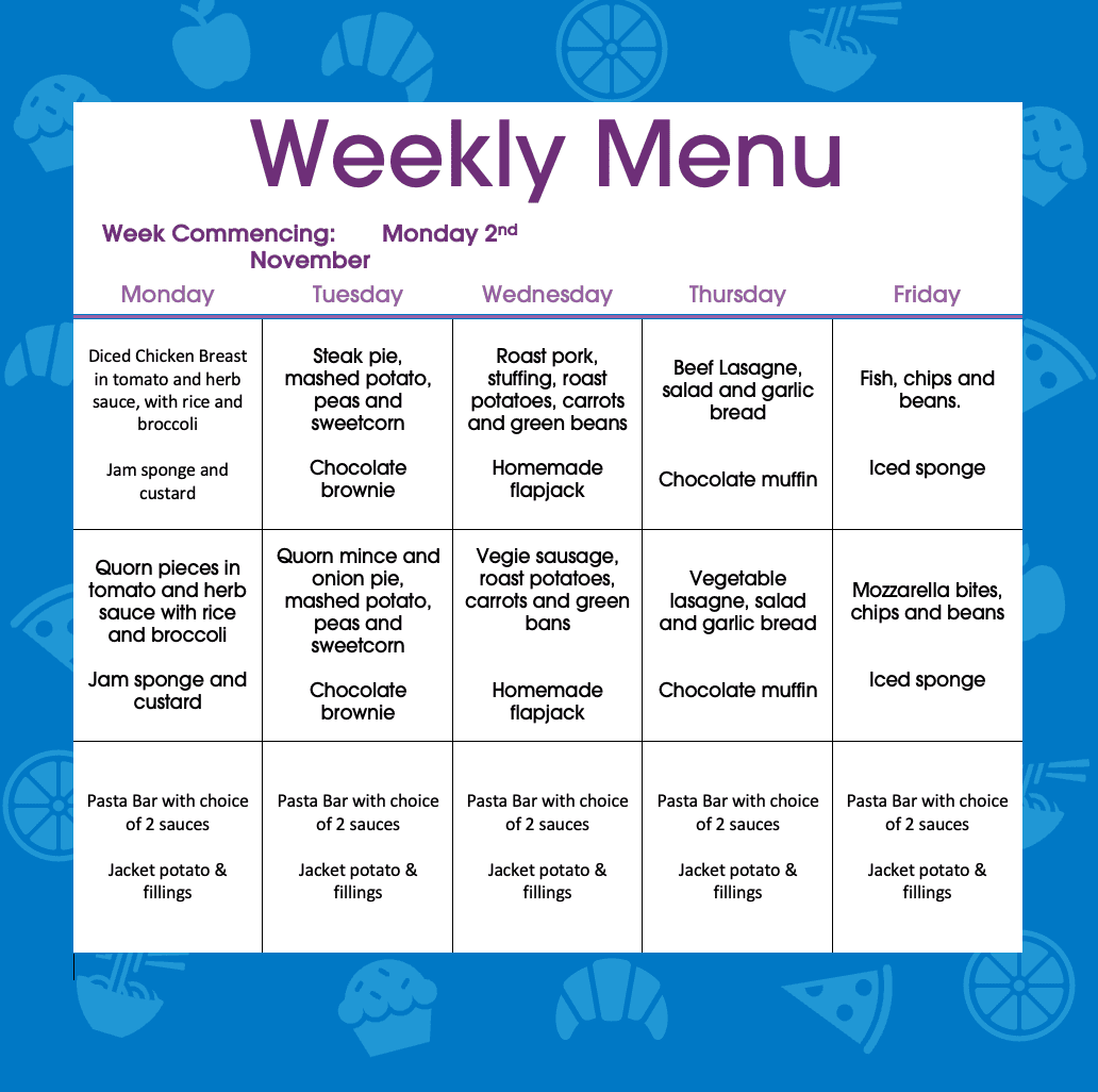 🍽️ Next Week’s Menu at Countesthorpe Academy 🍽️